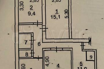 4-к квартира, 80 м², 1/10 эт.